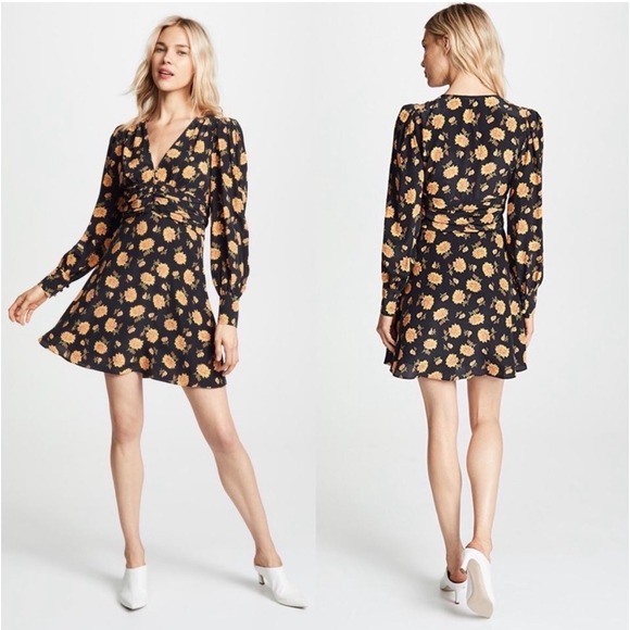 Veronica Beard Dresses & Skirts - Veronica Beard Marion‎ Floral Silk V-Neck Mini Dress Long Sleeve Size 8